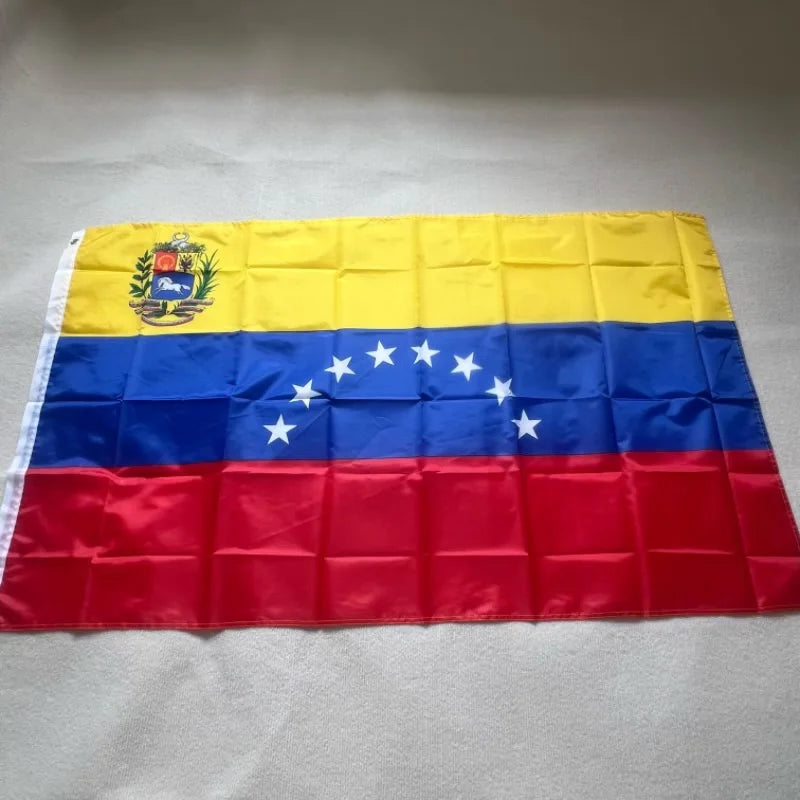 Venezuelan tricolor waving under a golden sun, symbolizing Bolivarian spirit, resistance, and the unwavering hope of the Venezuelan people.